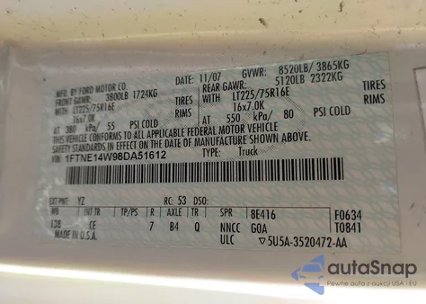 2008 Ford E-150 Commercial/Recreational from USA, damaged, VIN 1FTNE14W98DA51612